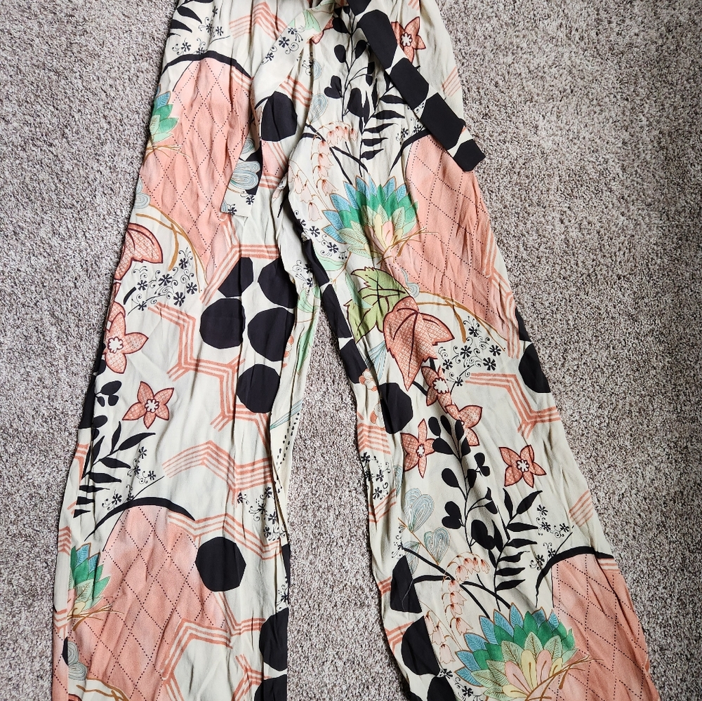 Zara Floral Patterned Wide-Leg Pants